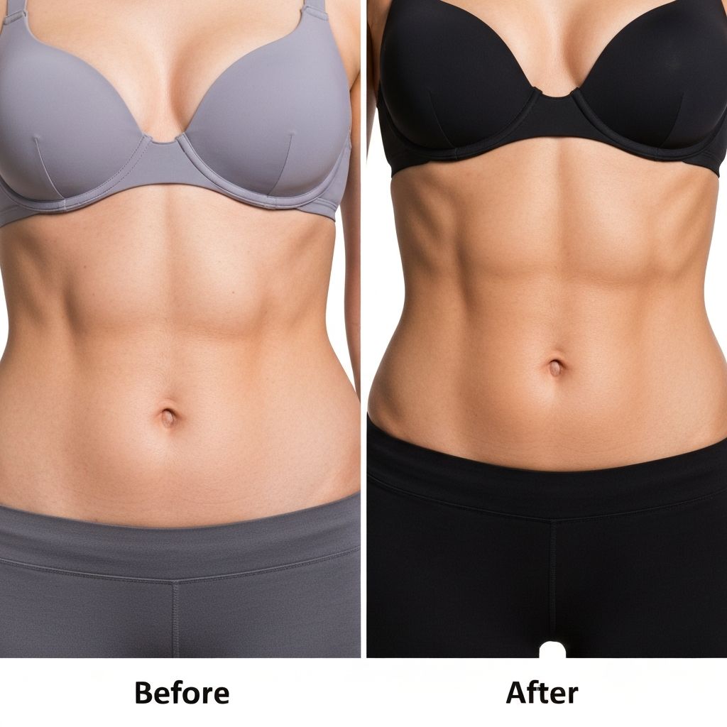 Before and after results of 6 sessions of Laser Lipo for belly fat removal at BB Contouring Stevenage